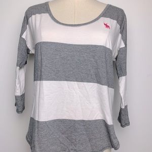 Grey/White Striped Abercrombie Shirt S - 3/$10